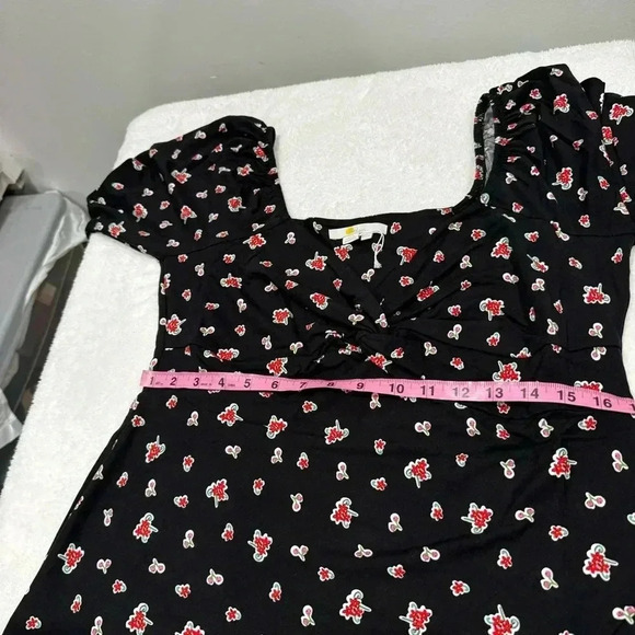 Boden | Black Floral Print Sweetheart Jersey Midi Dress Size 12R NWT - Picture 8 of 11